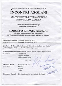 RODOLFO LEONE VILLA EMO FANZOLO DI VEDELAGO Incontri Asolani 2013